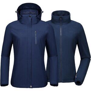 Women's Dark Blue Snowboarding Snow Ski Jacket Coat Waterproof Fleece Inner